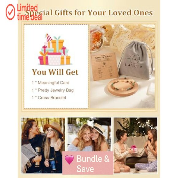 Christian Cross Bracelet with Natural Stones, Adjustable Elastic, Scripture Card - Picture 7 of 8